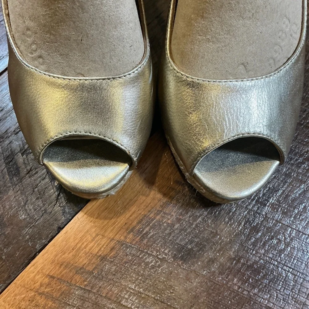 Lilly Pulitzer Kristen Gold Metallic Leather Wedge Espadrilles | Women’s Size 10